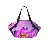 CNTDBU Purple Lotus Sac de pique-nique 2 en 1 Tapis rond pliable imperméable pour plage, parc et camping avec poches de rangement pour aventures en plein air