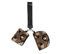 CNTDBU Rustic Lodge Bear Lot de 2 porte-clés pour femme - Petit sac de poignet pour clés, cartes, pochette zippée pour course à pied, gym, voyage, sports de plein air