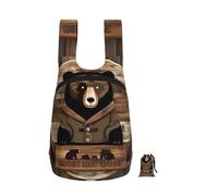 CNTDBU Rustic Lodge Bear Sac à dos pliable 16 l léger et pliable pour voyage Sac à dos de randonnée imperméable avec fermeture éclair pour homme et femme