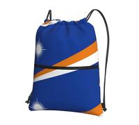 CNTDBU Sac à dos avec cordon de serrage et fermeture éclair - Motif drapeau des îles Marshall - Léger - Pour la gym, le sport, le voyage et la randonnée