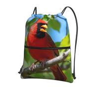 CNTDBU Sac à dos cardinal nord-américain avec cordon de serrage avec fermeture éclair, imperméable, léger, sac à dos pour gym, sport, sac à dos réglable pour voyage, randonnée