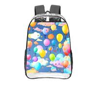 CNTDBU Sac à dos coloré avec ballons transparents de 40,6 cm - Sac approuvé par les stades en PVC transparent, poche avant imprimée sur toute la surface, sac à dos de voyage léger unisexe