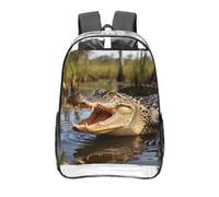 CNTDBU Sac à dos crocodile transparent de 40,6 cm, sac approuvé par les stades en PVC, poche avant imprimée sur toute la longueur, sac à dos de voyage léger, unisexe