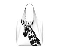 CNTDBU Sac à dos de courses pliable avec cordon de serrage - Motif girafe noire et blanche - Léger et réutilisable - 25 l