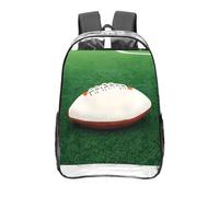 CNTDBU Sac à dos de rugby blanc transparent de 40,6 cm, sac approuvé par les stades en PVC transparent, poche avant imprimée sur toute la surface, sac à dos de voyage léger, unisexe