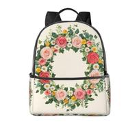 CNTDBU Sac à dos de voyage léger avec housse pour ordinateur portable Motif couronne florale
