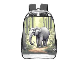 CNTDBU Sac à dos éléphant de marche transparent de 40,6 cm, sac approuvé par les stades en PVC transparent, poche avant imprimée sur toute la surface, sac à dos de voyage léger, unisexe