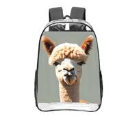 CNTDBU Sac à dos en alpaga avatar transparent de 40,6 cm, sac approuvé par les stades en PVC transparent, poche avant imprimée sur toute la surface, sac à dos de voyage léger, unisexe
