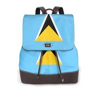 CNTDBU Sac à dos en cuir PU souple avec drapeau de Sainte-Lucie pour femme - Sac à dos léger et décontracté pour ordinateur portable - Pour femme