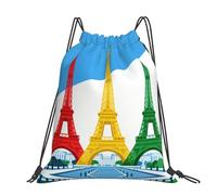 CNTDBU Sac à dos imperméable et léger avec cordon de serrage Motif Tour Eiffel
