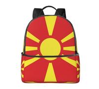 CNTDBU Sac à dos léger avec housse pour ordinateur portable Motif drapeau de la Macédoine du Nord
