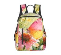 CNTDBU Sac à dos léger et décontracté de grande capacité Motif papillons et fleurs sauvages