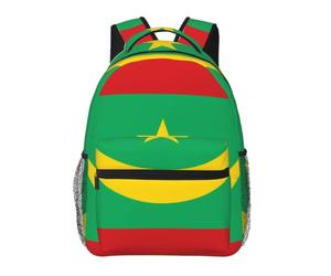 CNTDBU Sac à dos léger et décontracté pour adultes - Grande capacité - Avec sangles rembourrées - Résistant à l'eau - Motif drapeau de la Mauritanie