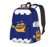CNTDBU Sac à dos léger et décontracté pour adultes - Sac à dos de voyage de grande capacité avec sangles rembourrées - Sac de navetteur résistant à l'eau - Drapeau de la ville du Québec