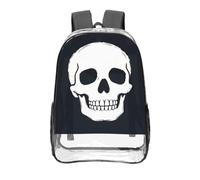 CNTDBU Sac à dos plat graffiti crâne transparent 40,6 cm robuste approuvé par les stades sac à dos en PVC transparent, fond renforcé, sac à dos de voyage unisexe