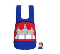 CNTDBU Sac à dos pliable 16 l avec drapeau du Cambodge - Léger - Sac à dos de randonnée imperméable avec fermeture éclair - Pour homme et femme