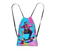 CNTDBU Sac à dos pliable avec cordon de serrage et motif tête de mort pour skateboard, sac à dos de voyage, sac à dos compact pour le camping, la salle de sport