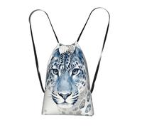 CNTDBU Sac à dos pliable avec cordon de serrage imprimé léopard bleu, léger, pliable, réutilisable, sac à dos de poche compact pour le camping, la salle de sport