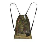 CNTDBU Sac à dos pliable avec cordon de serrage - Léger et réutilisable - Motif ours noir