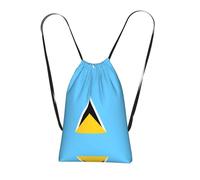 CNTDBU Sac à dos pliable avec cordon de serrage, motif drapeau de Sainte-Lucie - Léger et réutilisable - Sac à dos compact pour le camping, la salle de sport