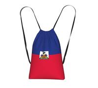 CNTDBU Sac à dos pliable avec cordon de serrage - Motif drapeau haïtien - Léger et réutilisable - Sac à dos compact pour le camping, la salle de sport