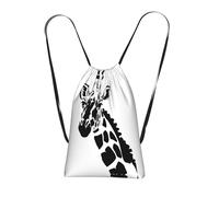 CNTDBU Sac à dos pliable avec cordon de serrage - Motif girafe noire et blanche - Léger et réutilisable - Sac à dos compact pour le camping, la salle de sport
