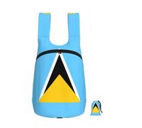 CNTDBU Sac à dos pliable avec motif drapeau de Sainte-Lucie - Léger - 16 l - Sac à dos de randonnée imperméable avec fermeture éclair - Pour homme et femme