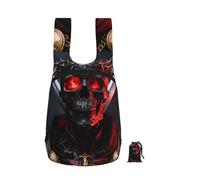 CNTDBU Sac à dos pliable de 16 l avec motif tête de mort, couronne, feu, léger, sac à dos de randonnée imperméable avec fermeture éclair pour homme et femme