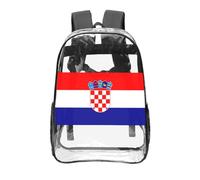 CNTDBU Sac à dos transparent avec drapeau de la République de Croatie, 40,6 cm, sac approuvé par les stades en PVC transparent, poche avant imprimée sur toute la surface, sac à dos de voyage léger