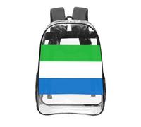 CNTDBU Sac à dos transparent avec drapeau de la Sierra Leone de 40,6 cm, sac approuvé par les stades en PVC transparent, poche avant imprimée sur toute la surface, sac à dos de voyage léger, unisexe