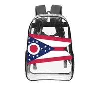 CNTDBU Sac à dos transparent avec drapeau de l'État de l'Ohio de 40,6 cm, sac approuvé par les stades en PVC transparent, poche avant imprimée sur toute la surface, sac à dos de voyage léger, unisexe