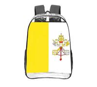CNTDBU Sac à dos transparent avec drapeau du Vatican de 40,6 cm, sac approuvé par les stades en PVC transparent, poche avant imprimée sur toute la surface, sac à dos de voyage léger, unisexe