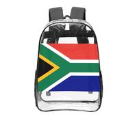 CNTDBU Sac à dos transparent de 40,6 cm avec drapeau de l'Afrique du Sud - Sac approuvé par les stades en PVC transparent - Poche avant imprimée sur toute la surface - Sac à dos léger unisexe