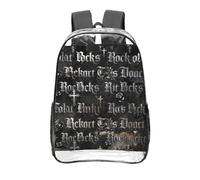 CNTDBU Sac à dos transparent de style gothique rock de 40,6 cm, sac approuvé par les stades en PVC transparent, poche avant imprimée sur toute la surface, sac à dos de voyage léger, unisexe