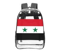 CNTDBU Sac à dos transparent drapeau de la République arabe syrienne de 40,6 cm, sac approuvé par les stades en PVC transparent, poche avant imprimée sur toute la surface, sac à dos de voyage léger