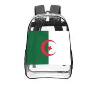 CNTDBU Sac à dos transparent drapeau de l'Algérie de 40,6 cm, sac approuvé par les stades en PVC transparent, poche avant imprimée sur toute la surface, sac à dos de voyage léger, unisexe
