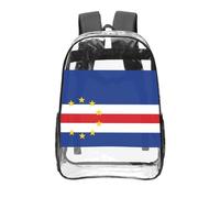 CNTDBU Sac à dos transparent drapeau du Cap-Vert de 40,6 cm, sac approuvé par les stades en PVC transparent, poche avant imprimée sur toute la surface, sac à dos de voyage léger, unisexe