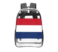 CNTDBU Sac à dos transparent drapeau néerlandais de 40,6 cm, sac approuvé par les stades en PVC transparent, poche avant imprimée sur toute la surface, sac à dos de voyage léger, unisexe