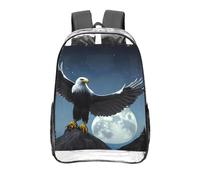 CNTDBU Sac à dos transparent Eagle Under the Stars de 40,6 cm, sac approuvé par les stades en PVC transparent, poche avant imprimée sur toute la surface, sac à dos de voyage léger, unisexe