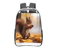 CNTDBU Sac à dos transparent écureuil rouge de 40,6 cm, sac approuvé par les stades en PVC transparent, poche avant imprimée sur toute la surface, sac à dos de voyage léger, unisexe