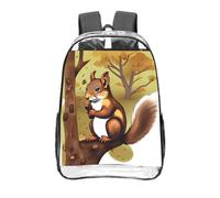 CNTDBU Sac à dos transparent en PVC approuvé par les stades - Motif écureuil mangeur de noix - 40,6 cm - Poche avant imprimée sur toute la surface - Sac à dos de voyage léger unisexe