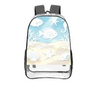CNTDBU Sac à dos transparent imprimé corail de 40,6 cm, très résistant, approuvé par les stades, sac à dos de voyage unisexe