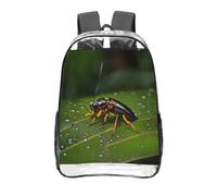 CNTDBU Sac à dos transparent Insects on leaves de 40,6 cm, sac approuvé par les stades en PVC transparent, poche avant imprimée sur toute la surface, sac à dos de voyage léger, unisexe