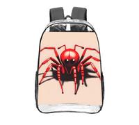 CNTDBU Sac à dos transparent mignon petite araignée rouge de 40,6 cm, sac approuvé par les stades en PVC transparent, poche avant imprimée sur toute la surface, sac à dos de voyage léger, unisexe