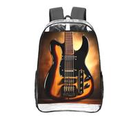 CNTDBU Sac à dos transparent pour guitare instrumentale de 40,6 cm, sac approuvé par le stade en PVC, poche avant imprimée sur toute la surface, sac à dos de voyage léger, unisexe