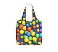 CNTDBU Sac de courses pliable avec boules colorées - Léger et réutilisable - Sac à dos de voyage de 25 L avec cordon de serrage pour le travail et la salle de sport