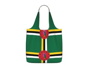 CNTDBU Sac de courses pliable avec cordon de serrage - Motif drapeau du Commonwealth de Dominique - Léger et réutilisable - Pour le travail et la gym - 25 l