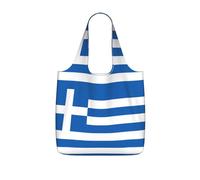 CNTDBU Sac de courses pliable avec cordon de serrage - Motif drapeau grec - Léger et réutilisable - 25 l