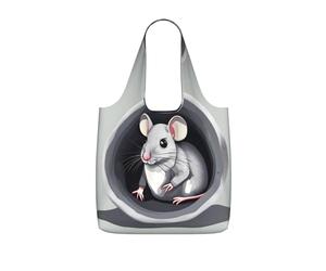 CNTDBU Sac de courses pliable et léger réutilisable avec cordon de serrage - Motif souris dans le trou - 25 l