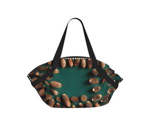 CNTDBU Sac de pique-nique 2 en 1 avec bordure en forme de pomme de pin, tapis rond pliable et imperméable pour plage, parc, sac fourre-tout portable avec poches de rangement pour aventures en plein